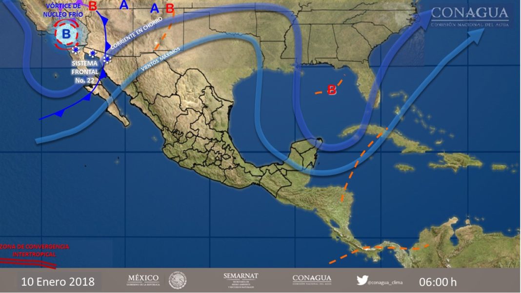 El pronóstico del clima señala el desplazamiento del frente frío 21