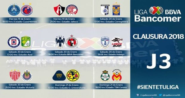 Todo listo para la jornada 3 del clausura 2018