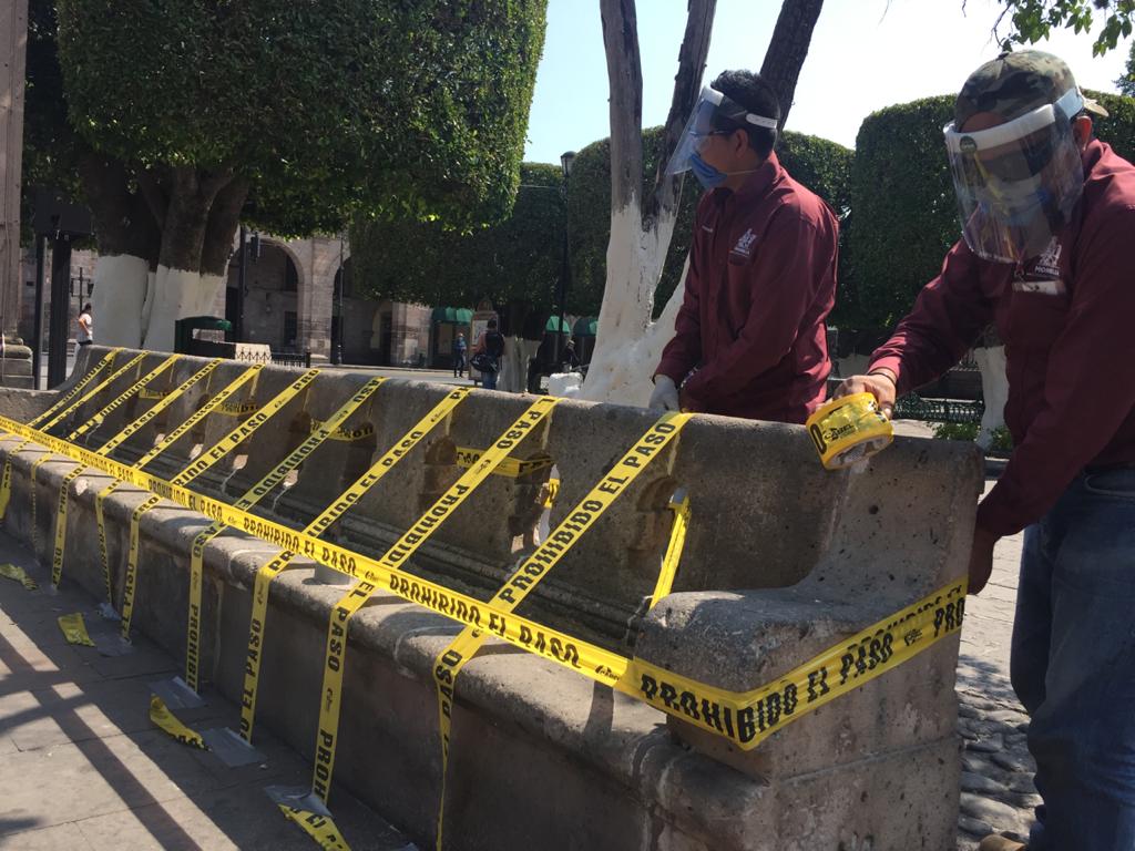 Ayuntamiento de Morelia inicia operativo preventivo contra COVID-19 en plazas públicas