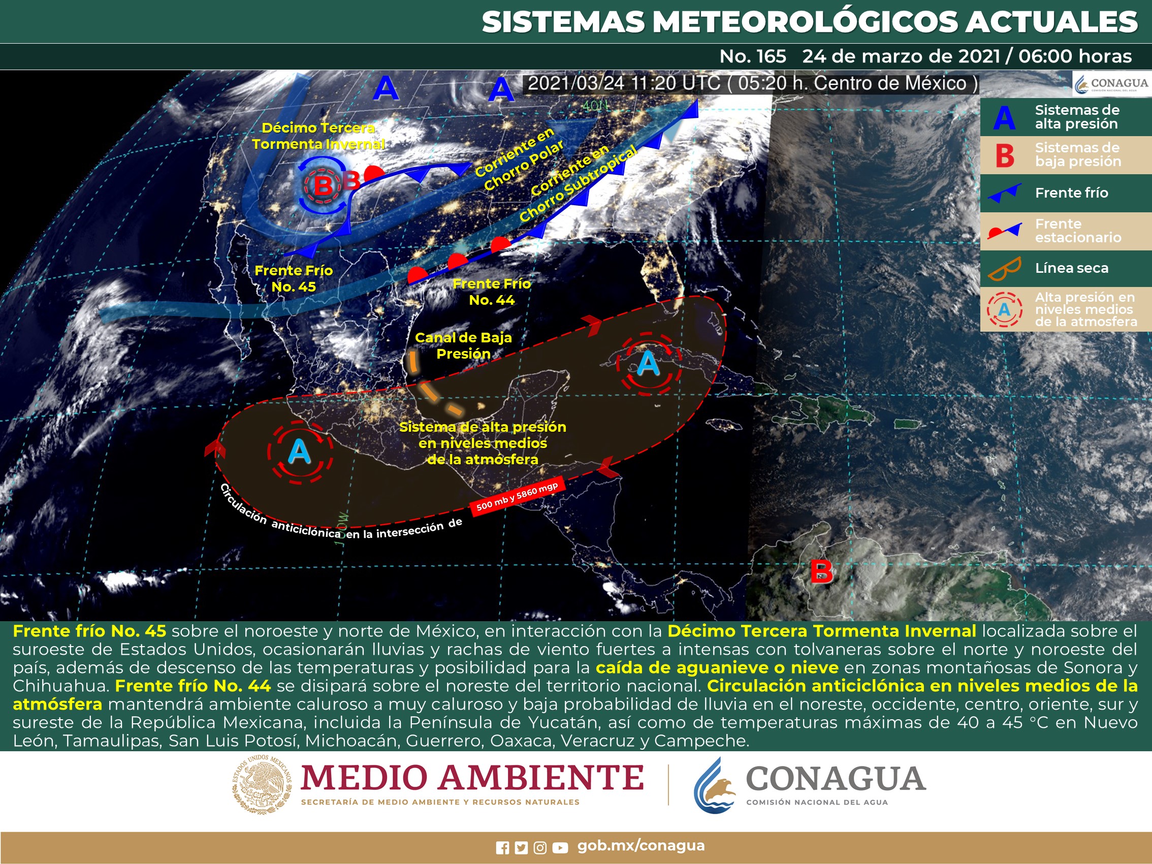 Meteorológico general para hoy miércoles