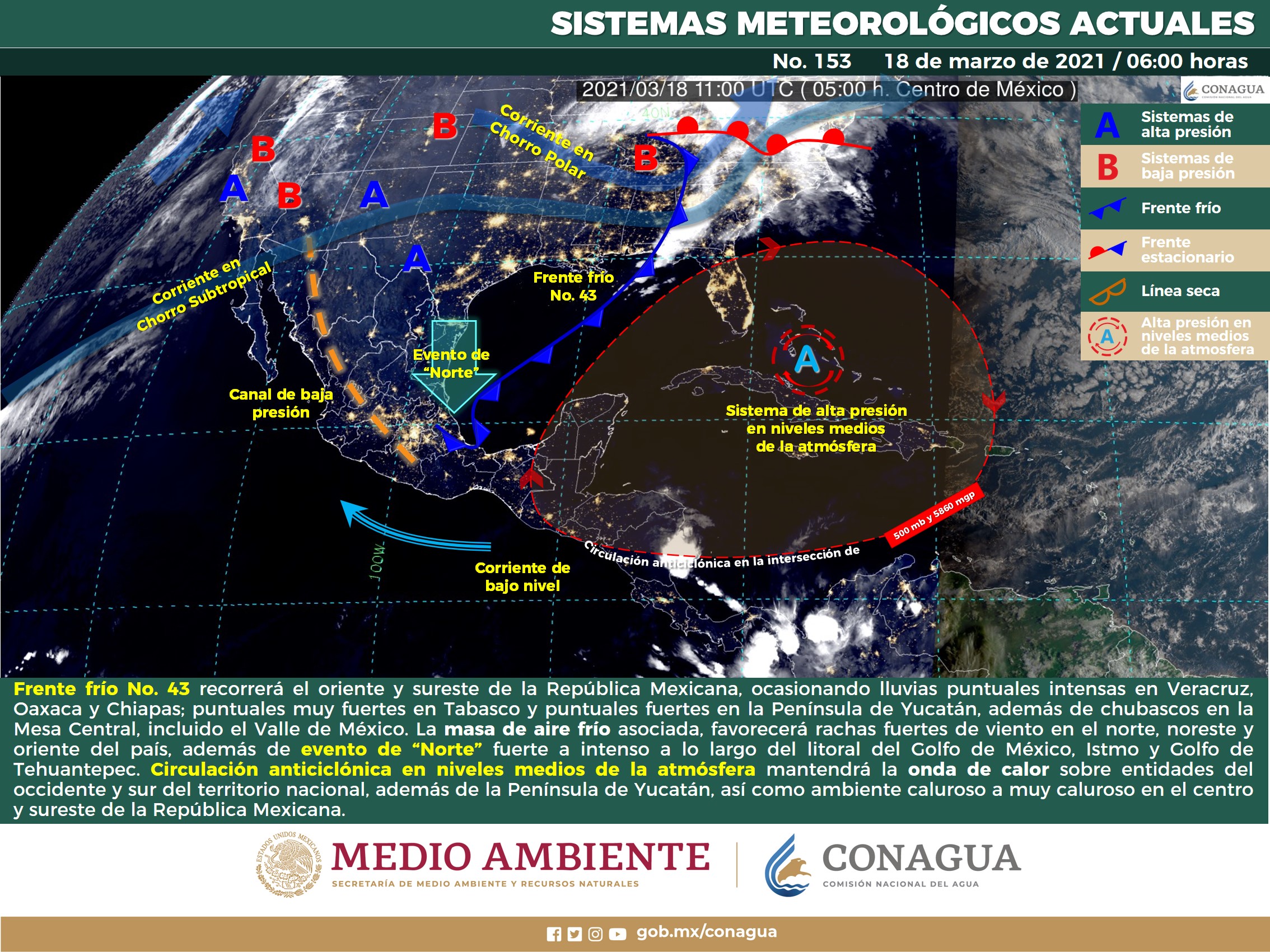 Pronóstico general del meteorológico para hoy jueves