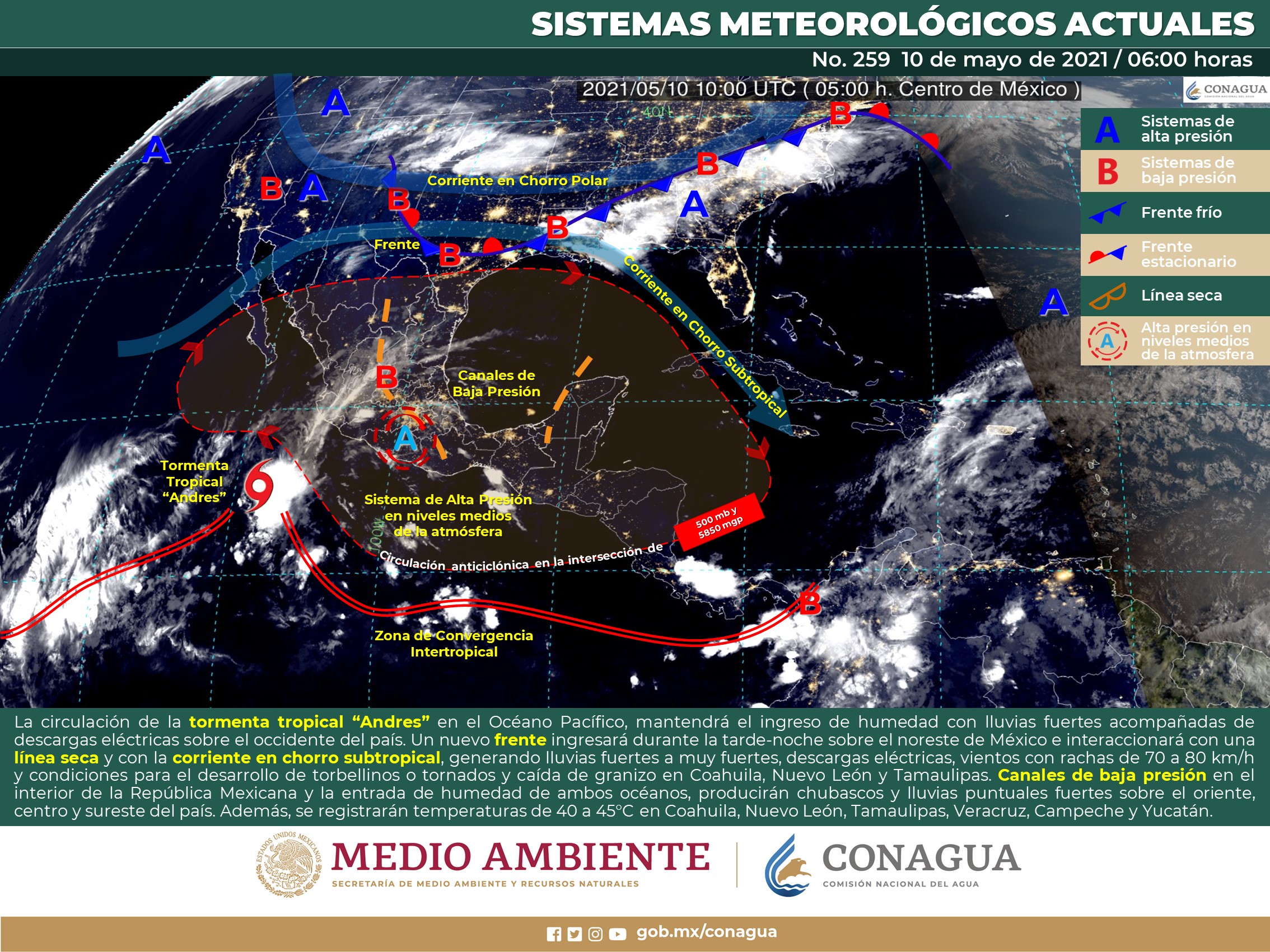 Reporte meteorológico general para hoy lunes