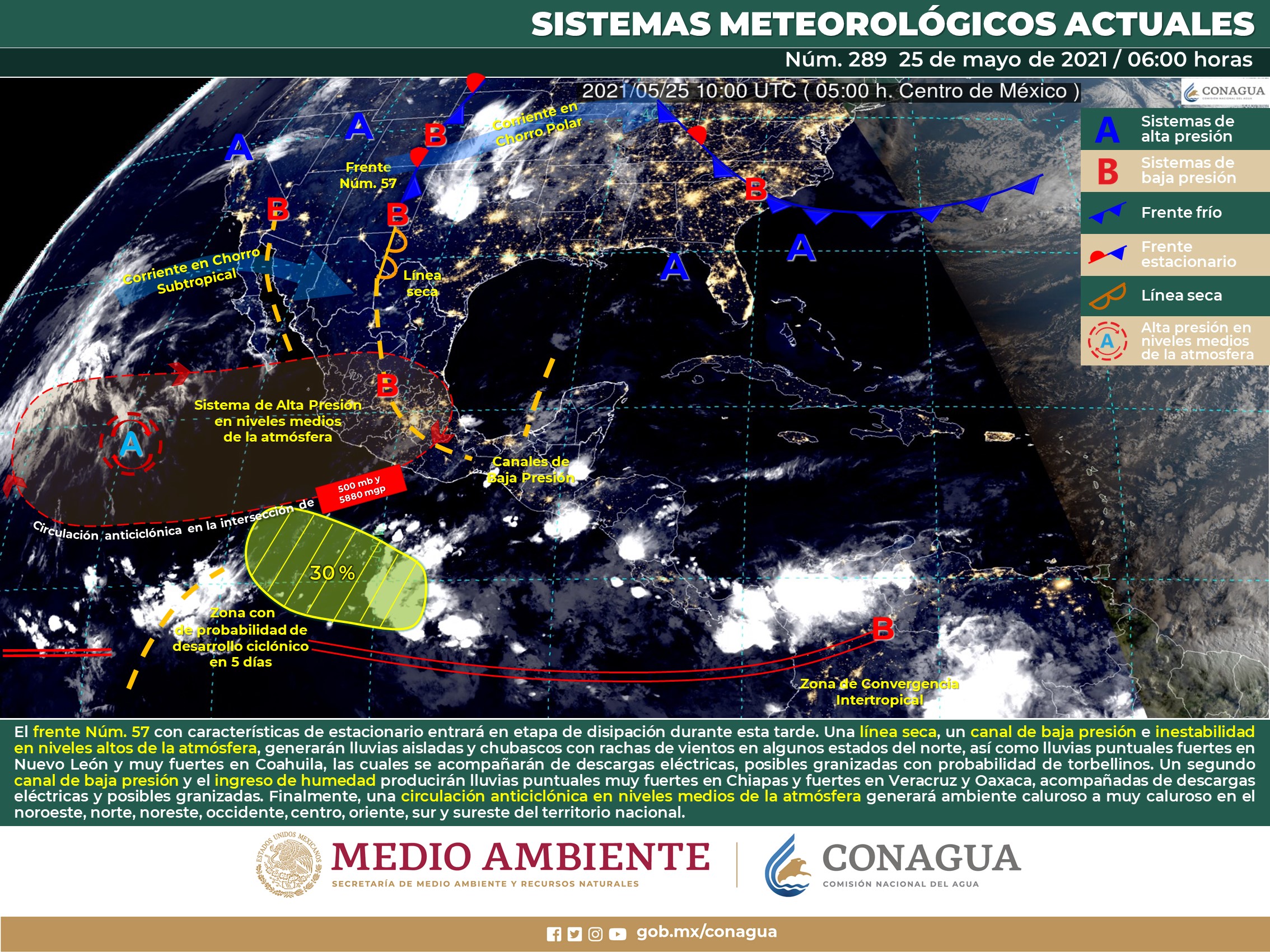 Reporte meteorológico para hoy martes