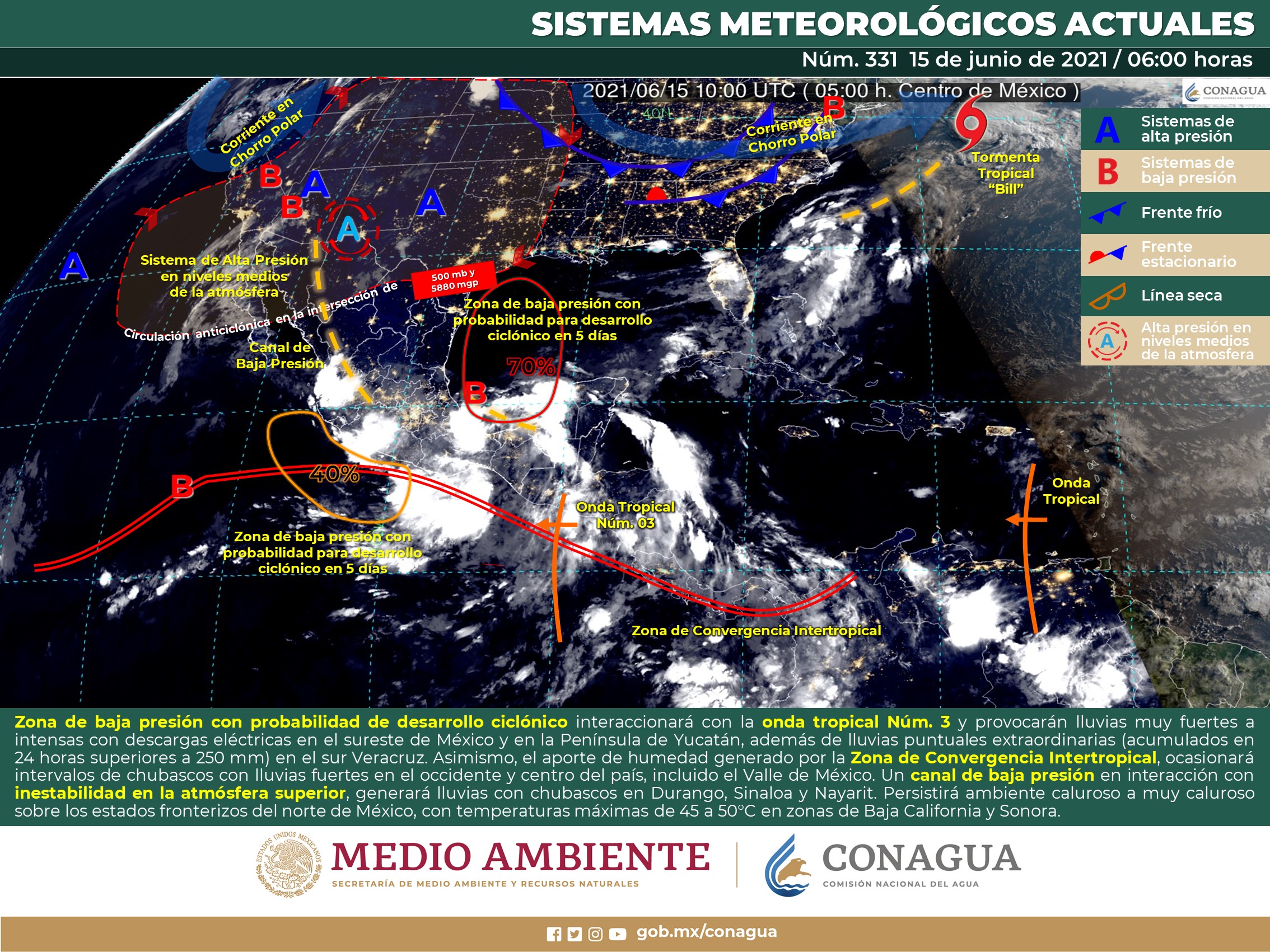 Reporte meteorológico general para hoy martes