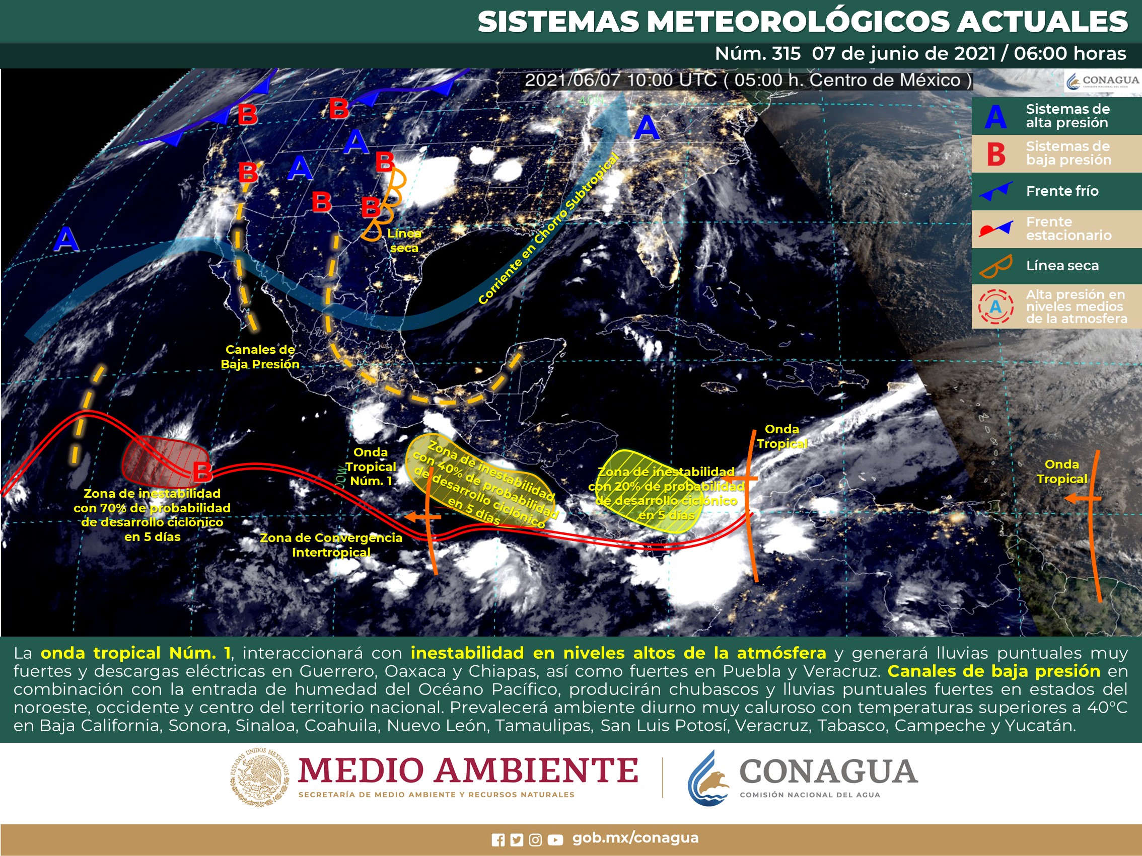 Reporte meteorológico para hoy lunes