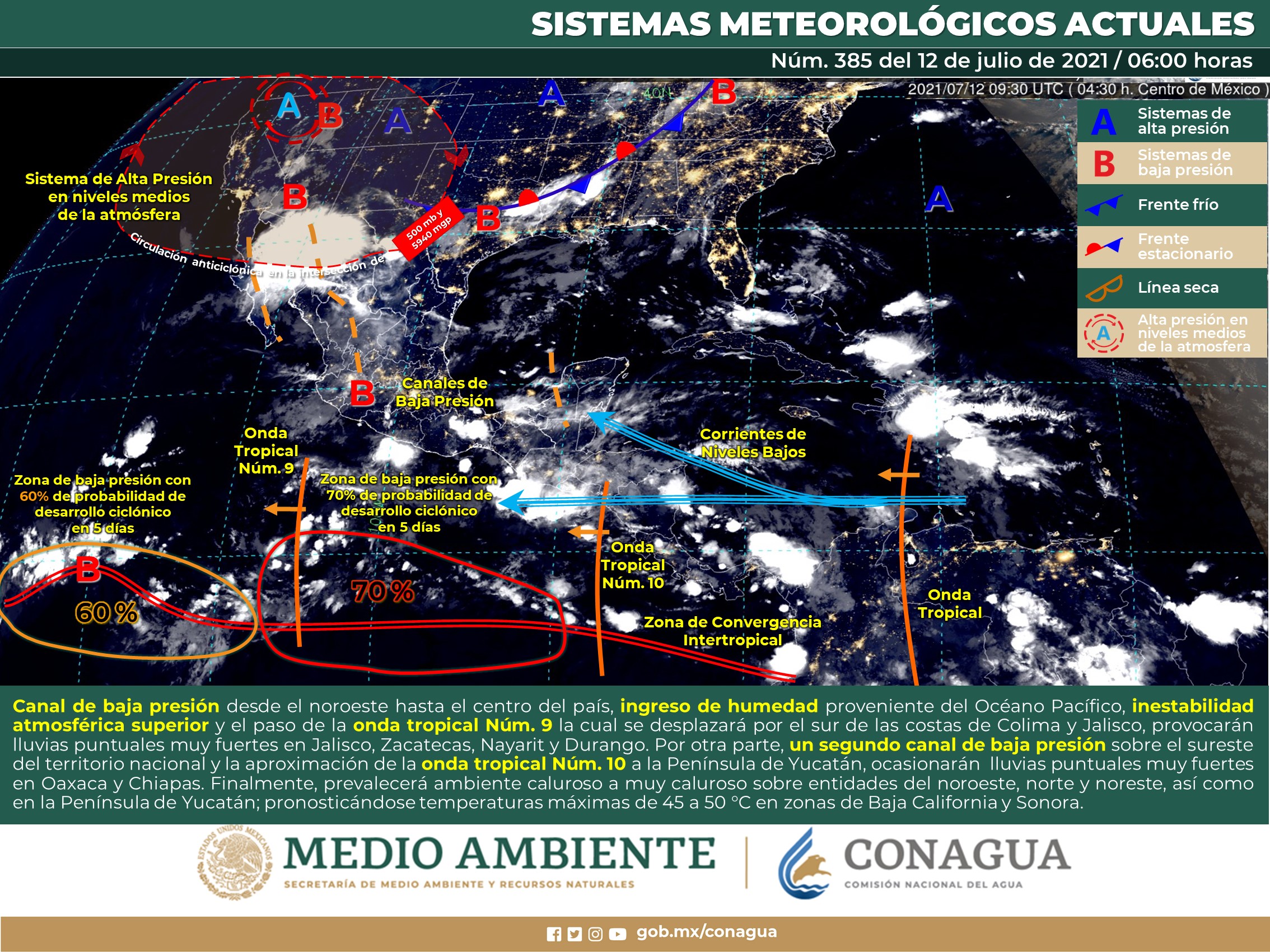 Pronóstico general para hoy del meteorológico