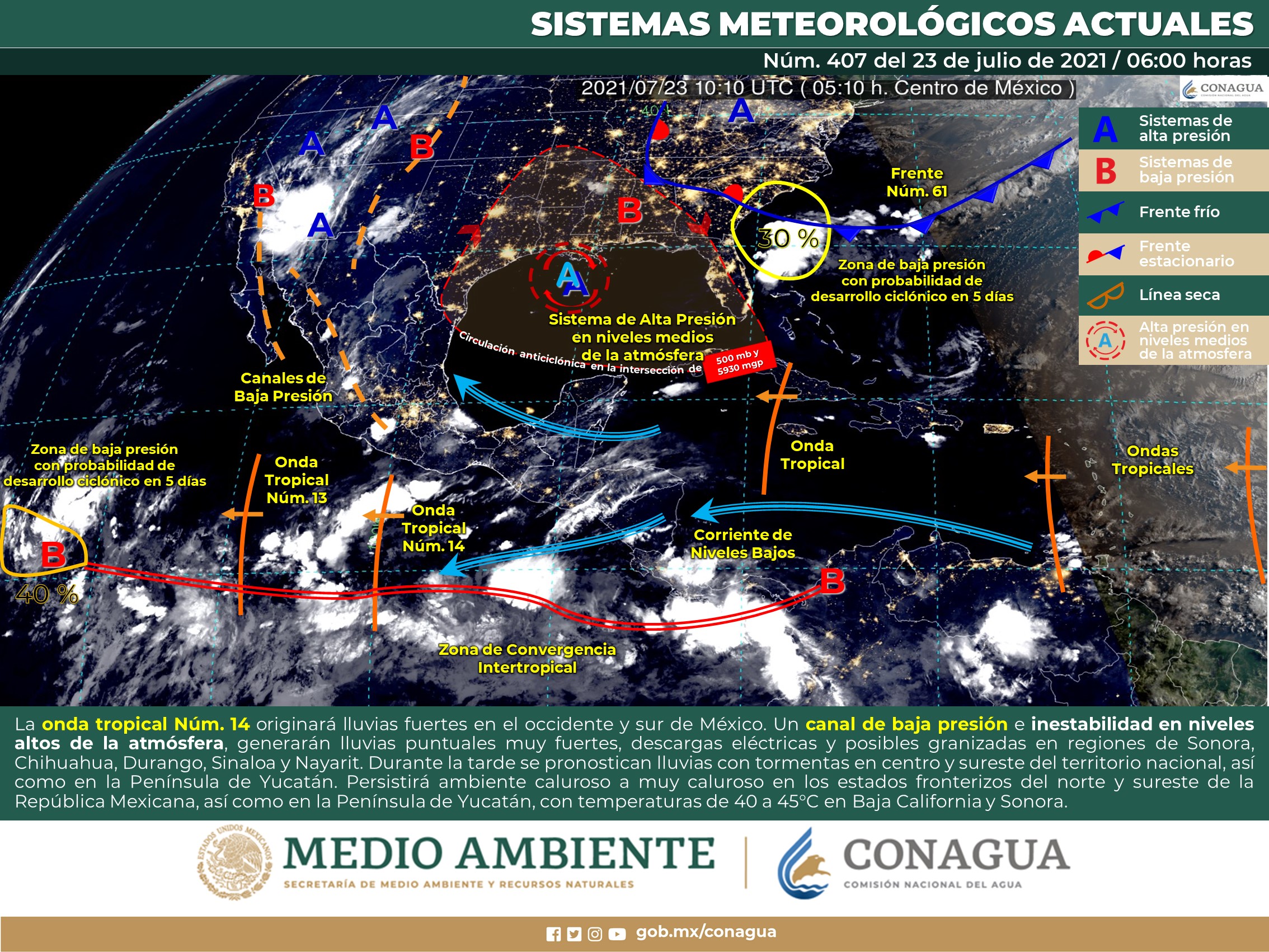 Reporte meteorológico para este día viernes