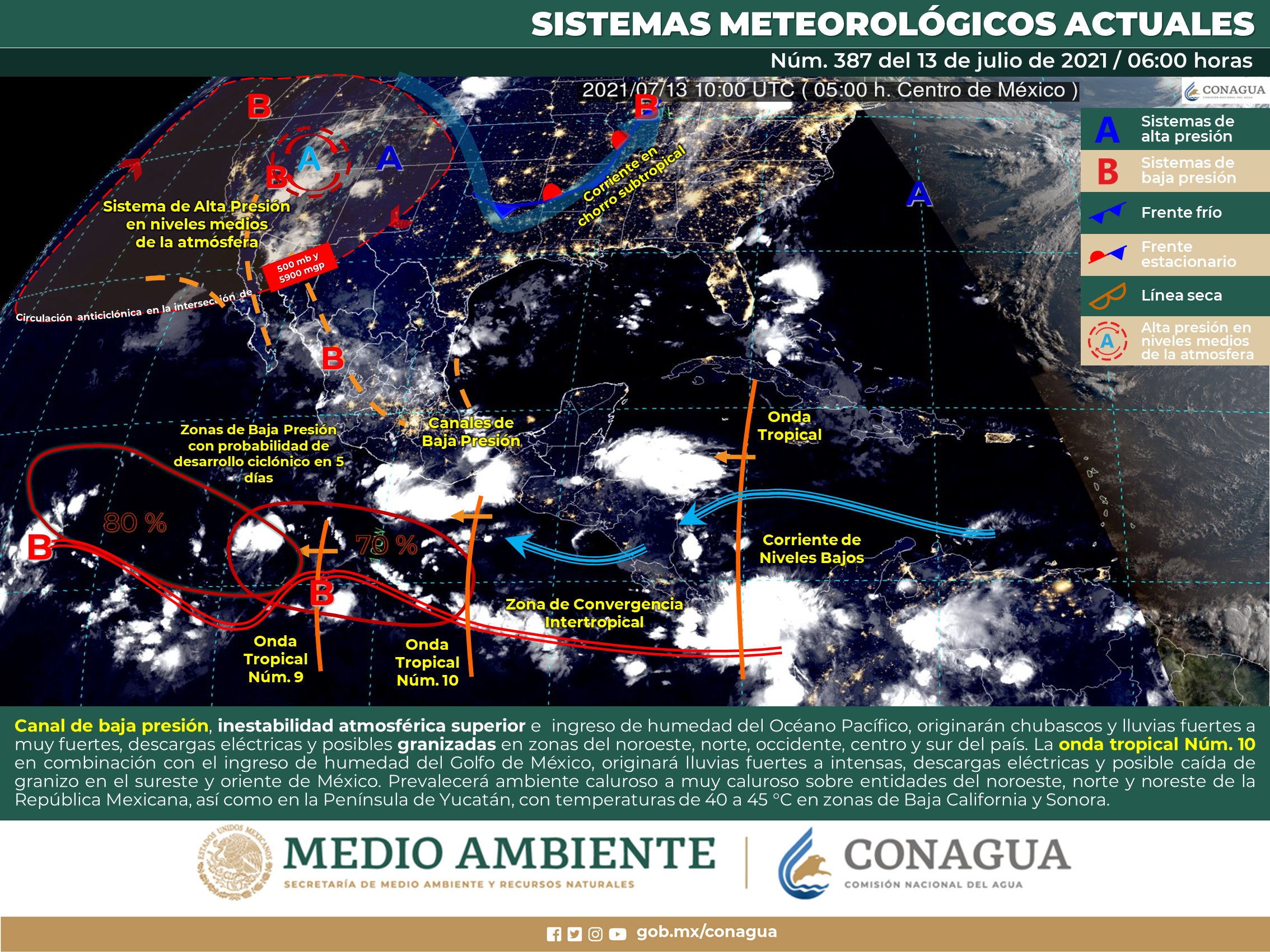 Reporte meteorológico para hoy martes