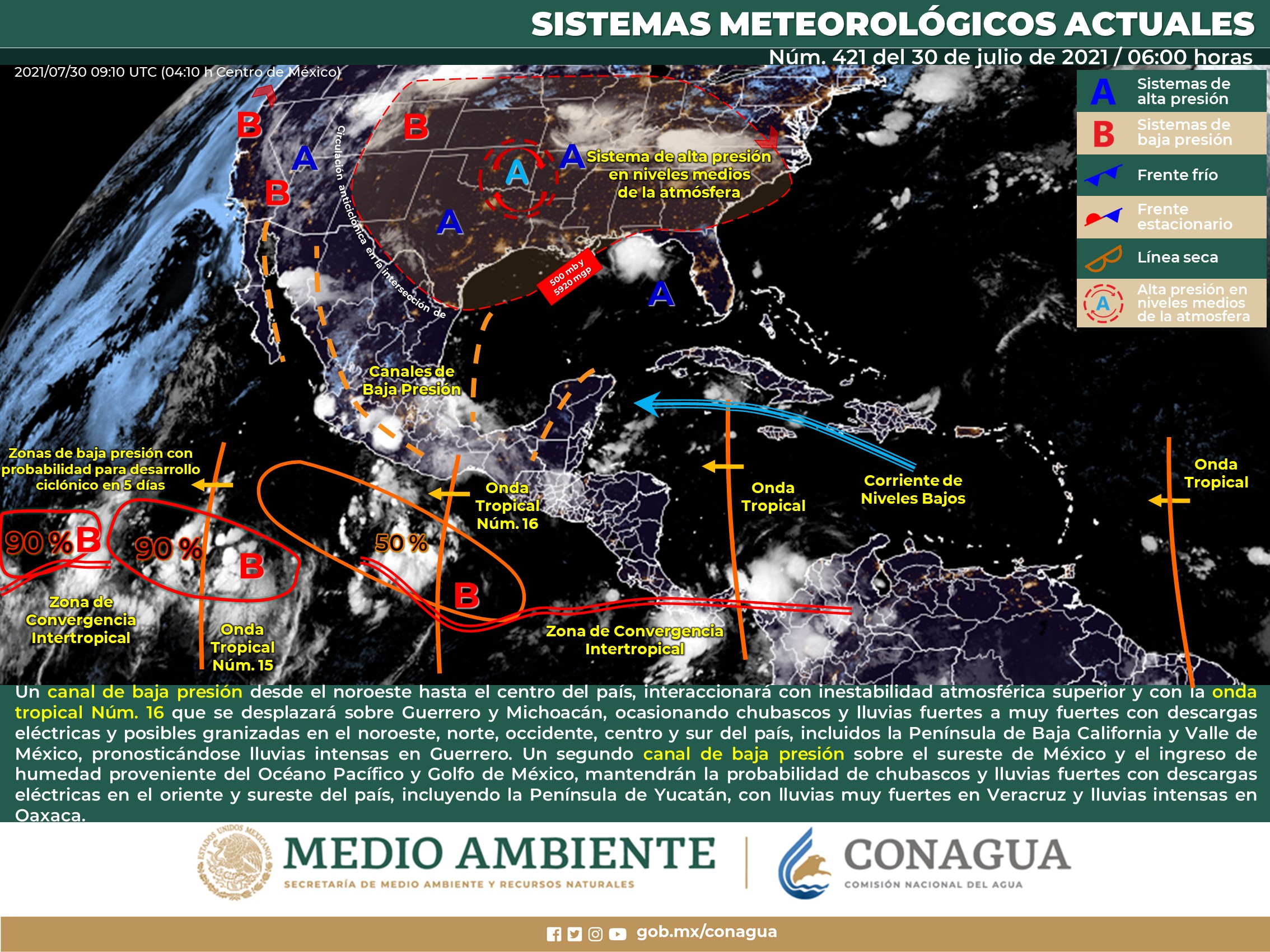 Reporte para hoy del meteorológico nacional