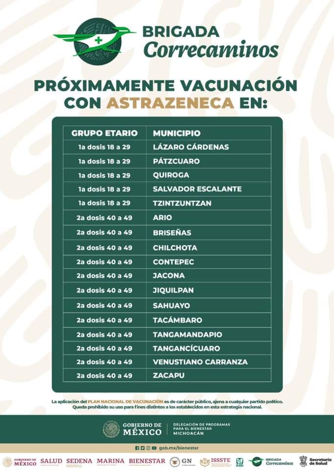 Avanza vacunación de adultos de 18 a 29 años en Michoacán