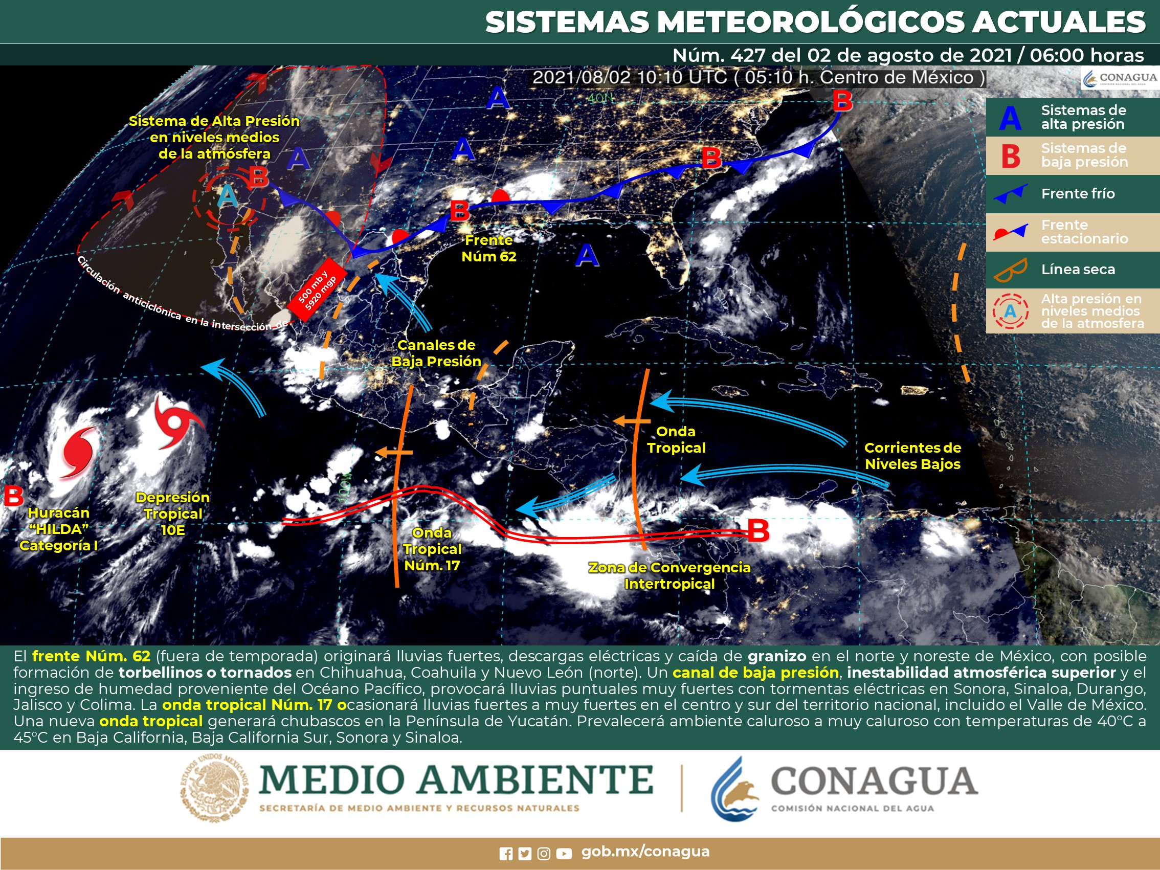 El pronóstico nacional del clima para hoy