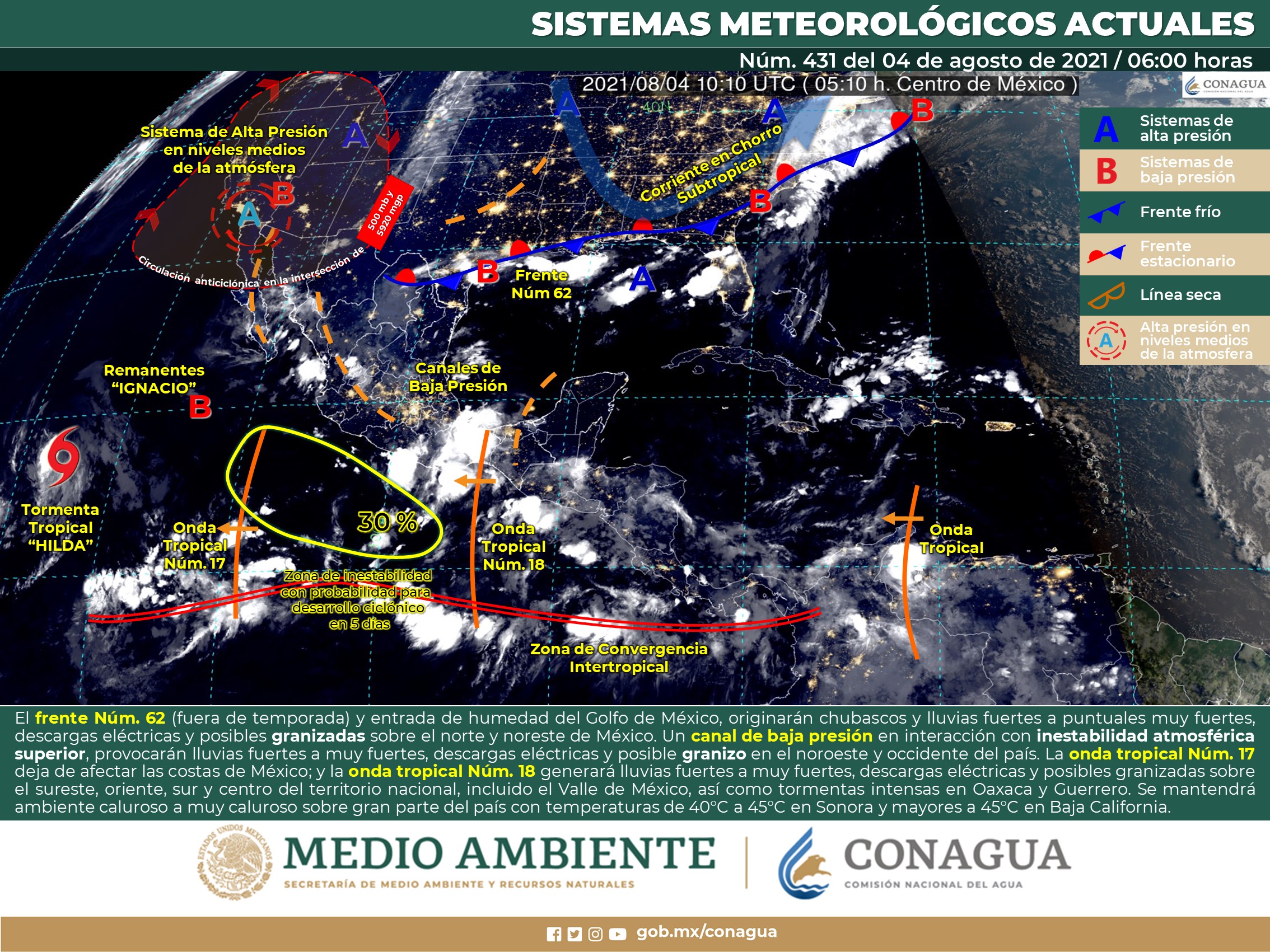 Reporte del clima de este miércoles