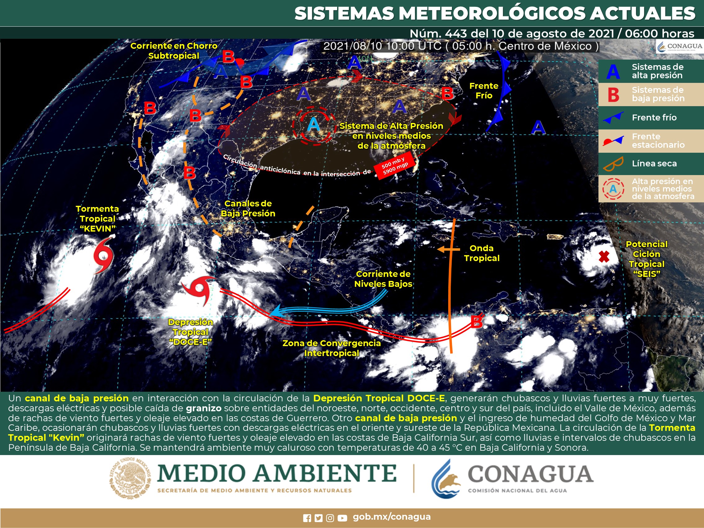 Reporte nacional del clima de este martes