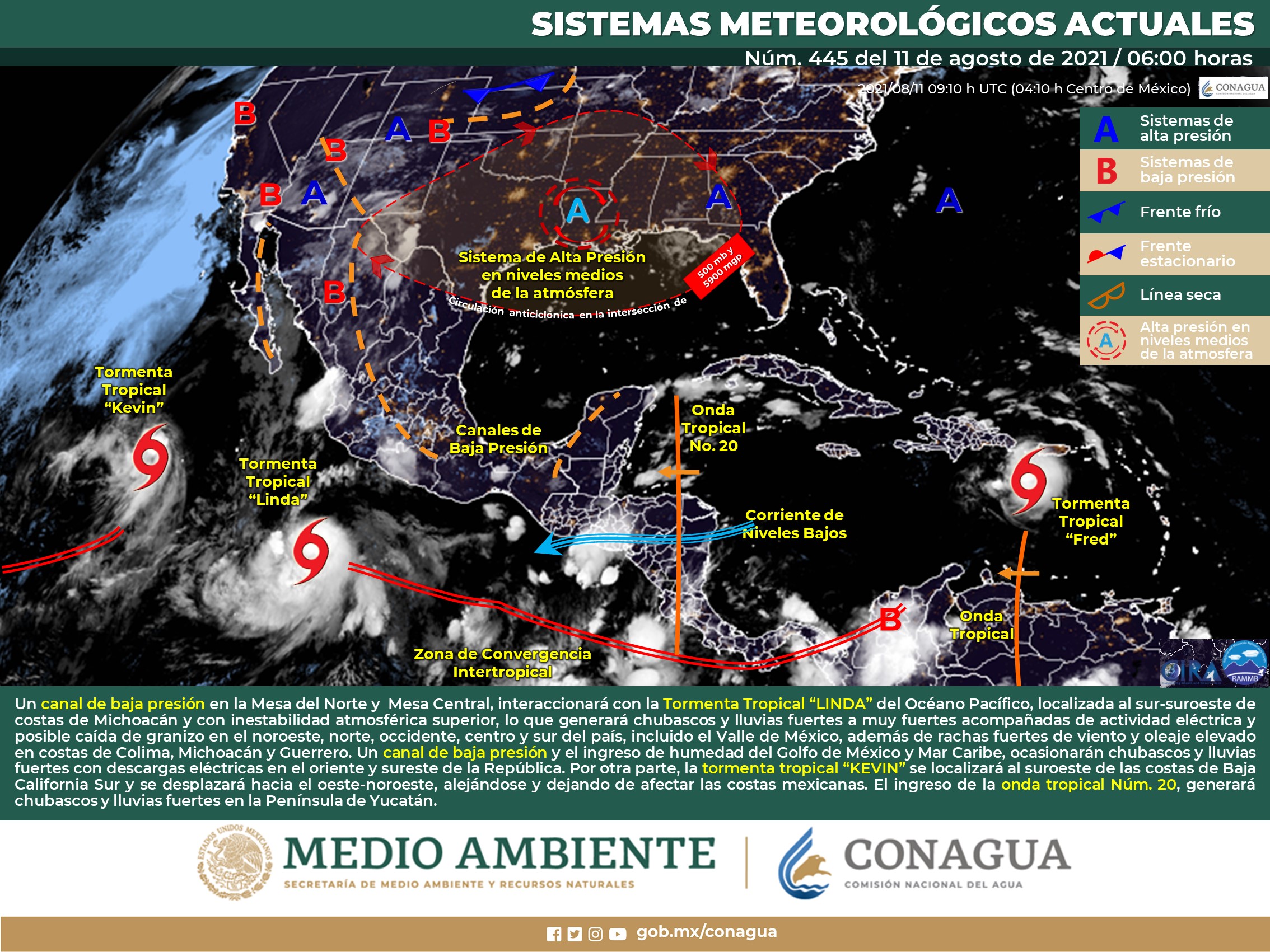 Reporte nacional del clima para este miércoles