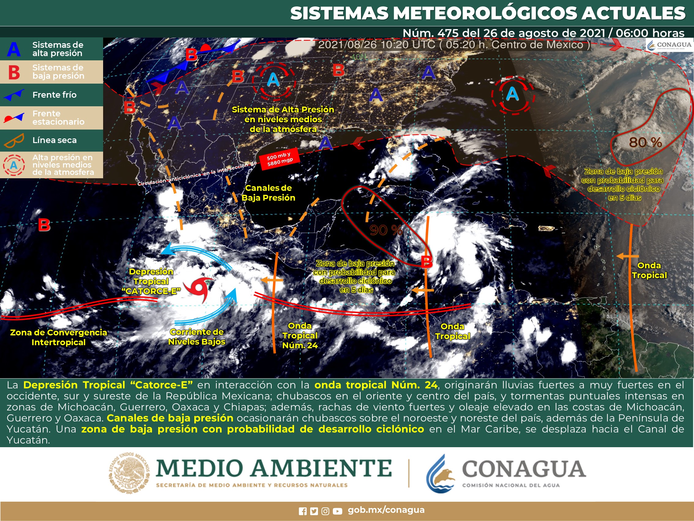 Reporte nacional para este jueves del meteorológico