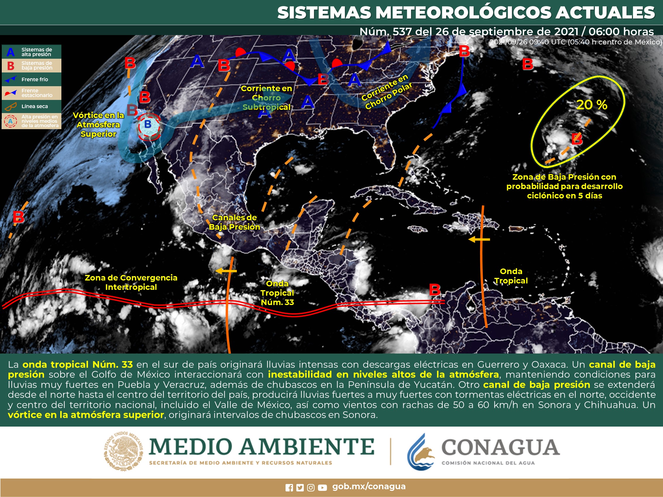 Reporte del clima nacional para hoy domingo