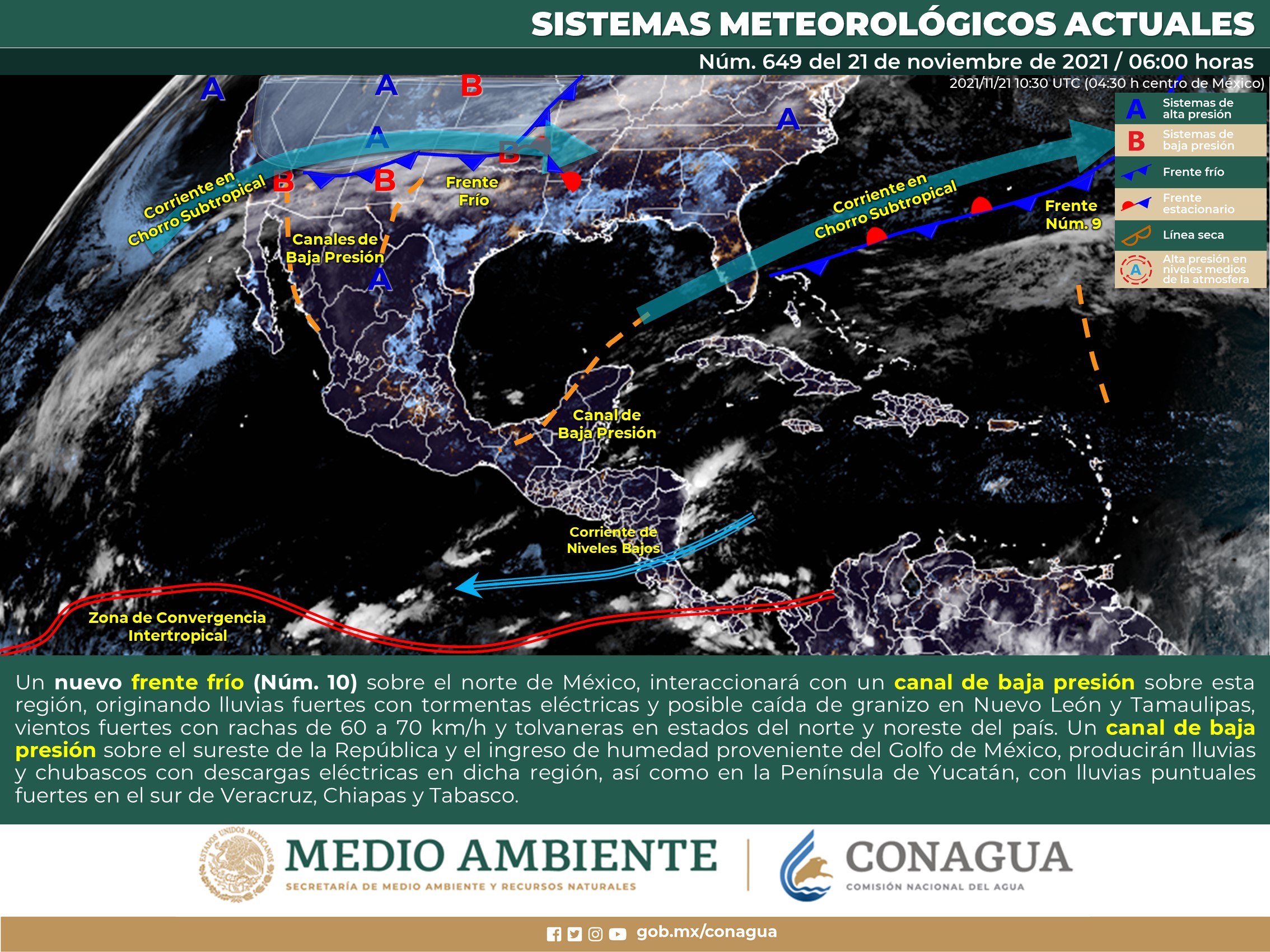 Pronóstico del meteorológico nacional para el día de hoy