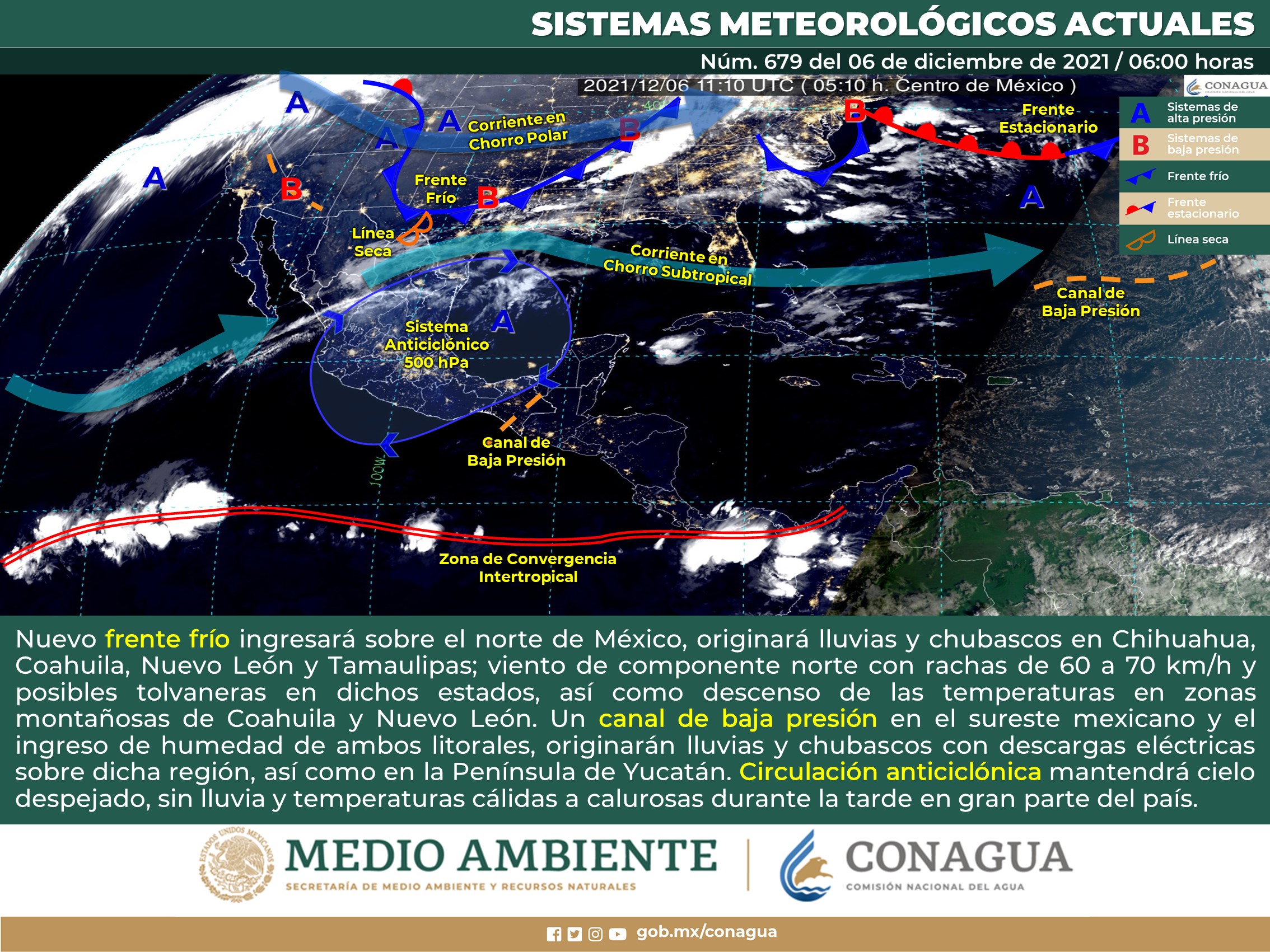 Clima nacional para este día lunes