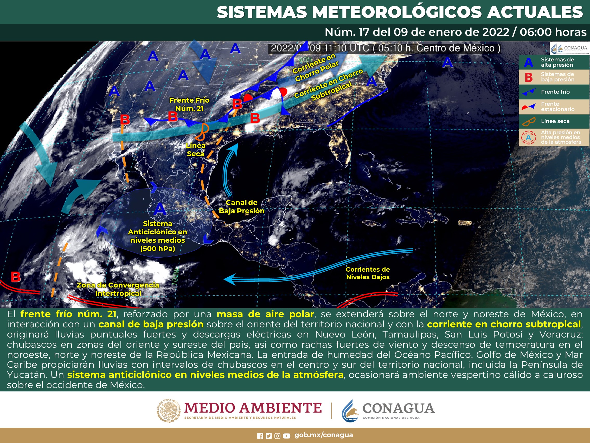 Reporte nacional del meteorológico de este domingo