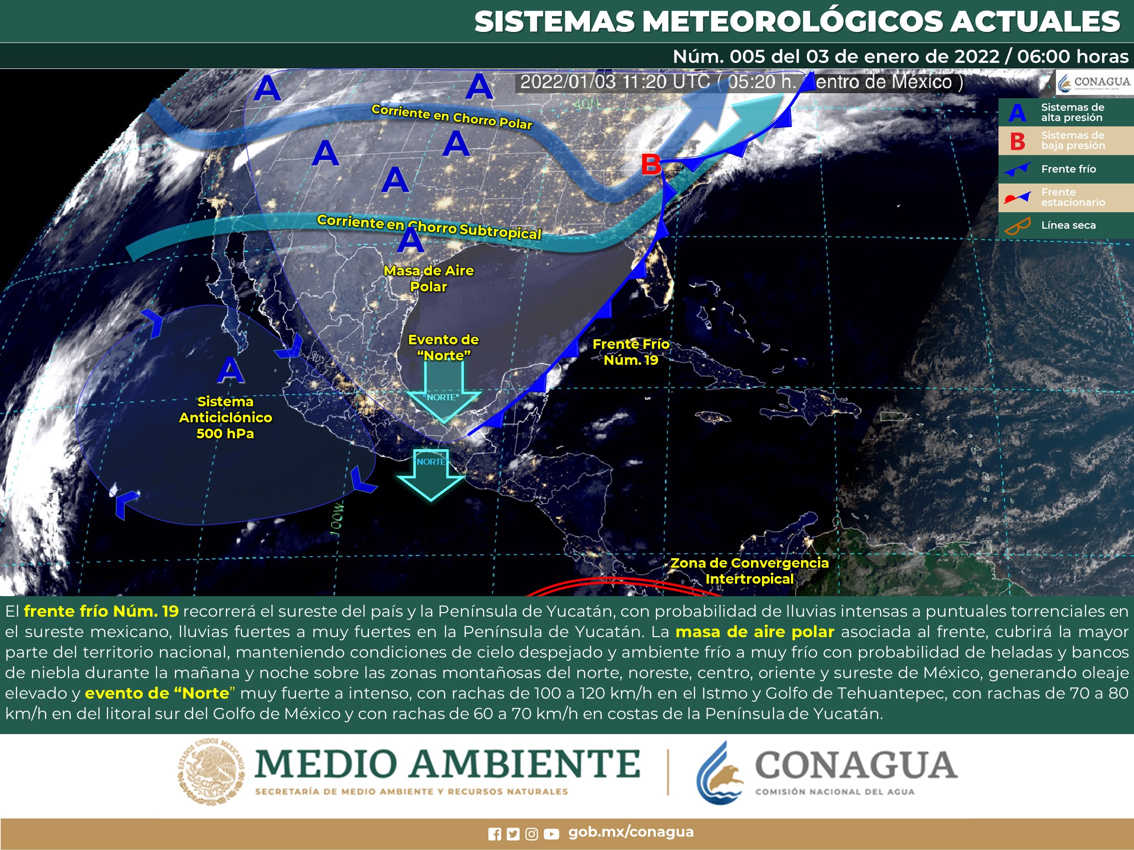 Reporte nacional del meteorológico para hoy lunes