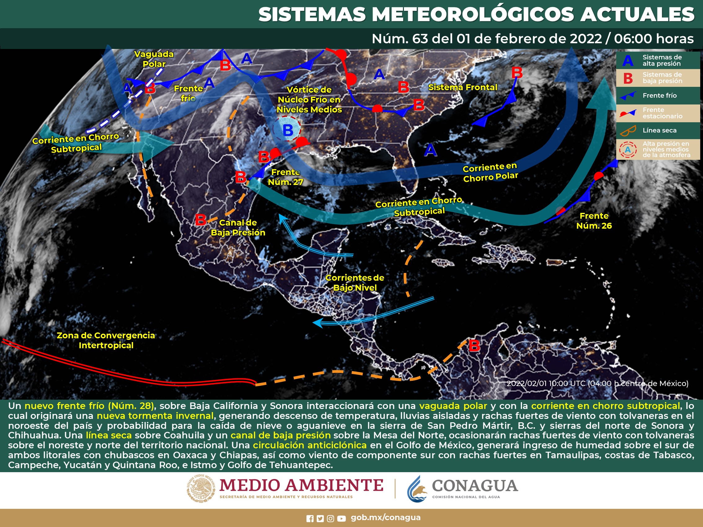 Clima nacional para este día de hoy