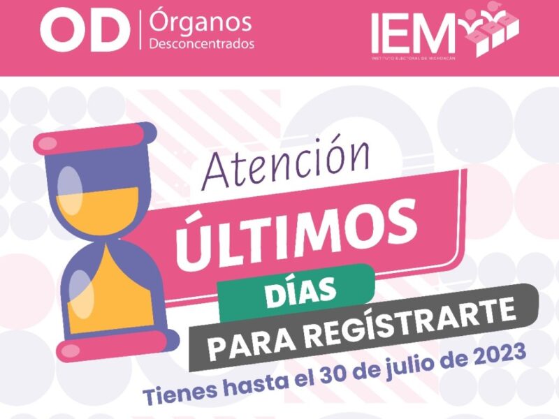 Domingo vence plazo para aspirantes a órganos desconcentrados del IEM