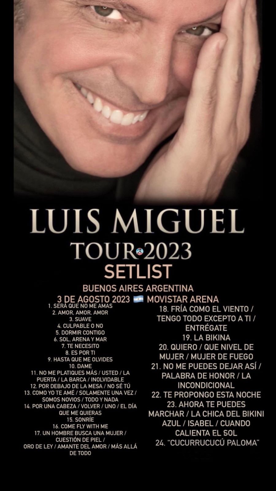 Conoce el setlist de la gira de Luis Miguel