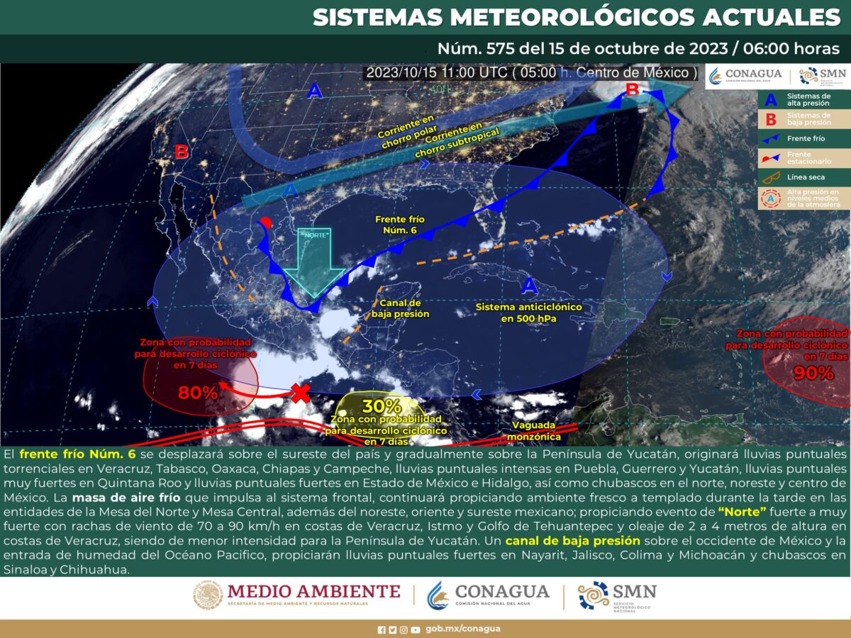 Se prevén en al menos 5 estados lluvias torrenciales este domingo