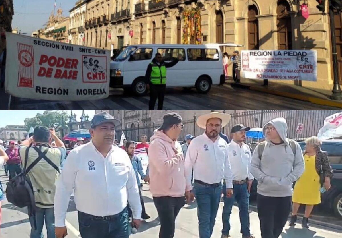 Divididas CNTE’s roja y guinda se manifestaron este martes en Morelia