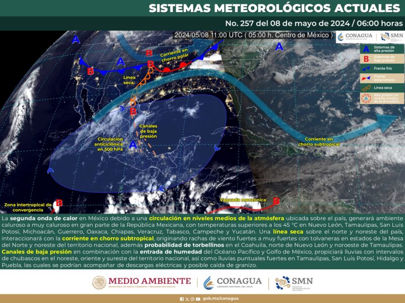 Registrarán temperaturas superiores a los 45 grados al menos 11 estados de México