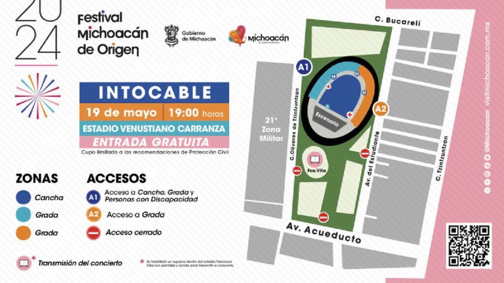 Concierto de Intocable en Morelia - mapa