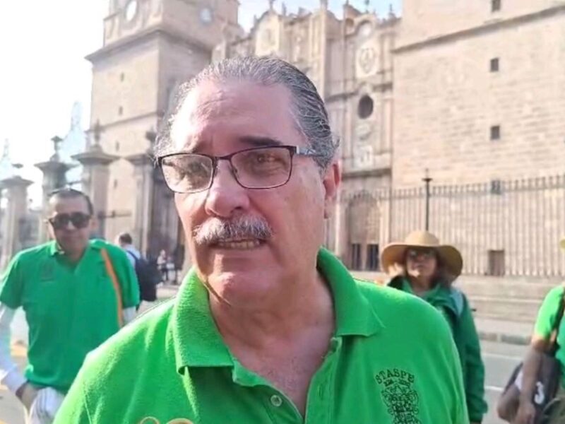 líder del STASPE desacrta fines elctorales en protesta en Michoacán