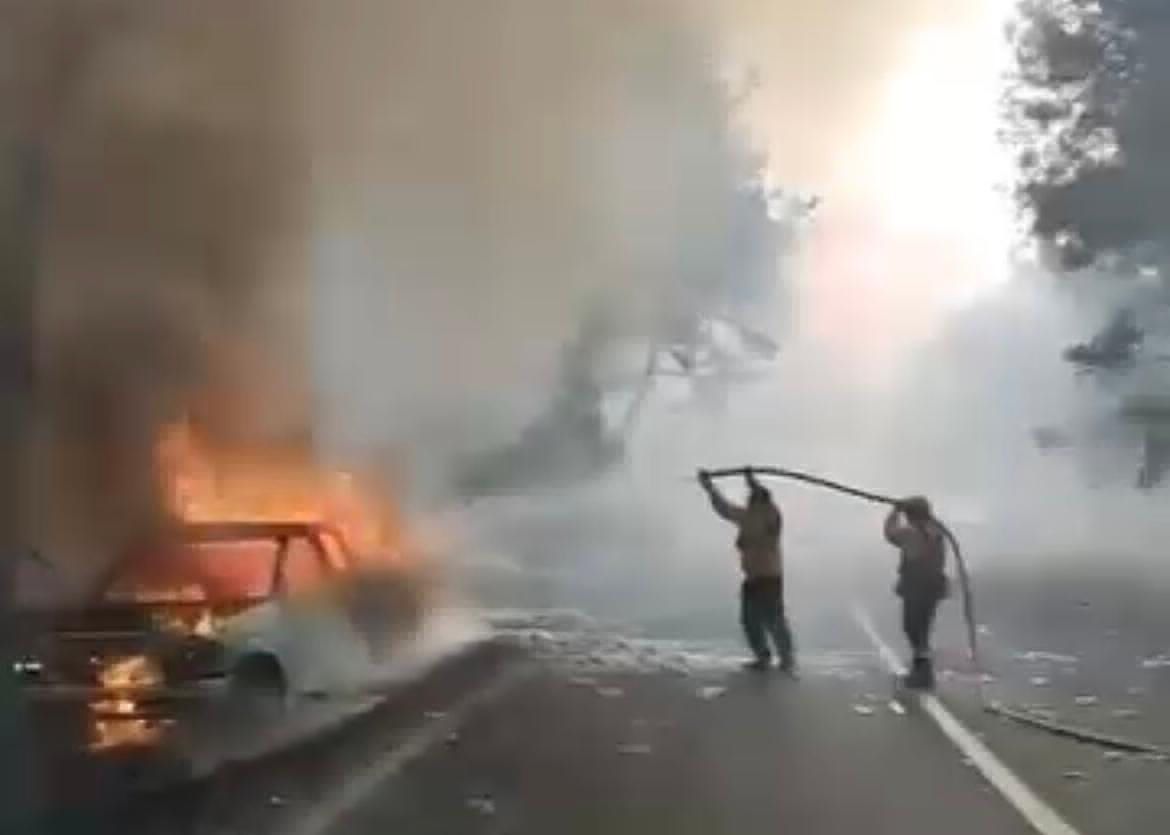 reportan incendio de camioneta en Zinapécuaro provoca incendio forestal