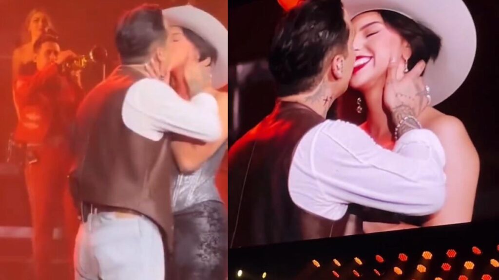 en pleno concierto Ángela Aguilar y Christian Nodal se dan beso