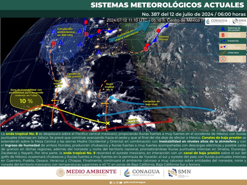 Se prevén lluvias intensas en 10 estados este viernes en México