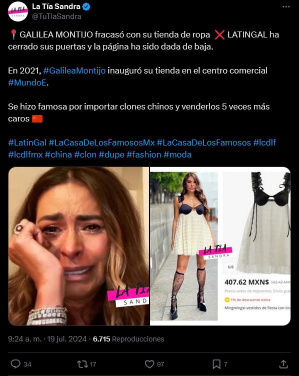 Cierre de la boutique de Galilea Montijo - post