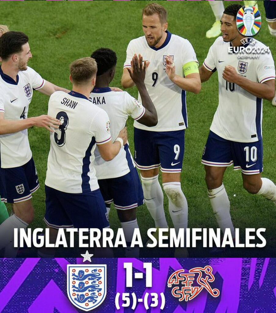 Inglaterra a semifinales en la Euocopa 2024 - marcador