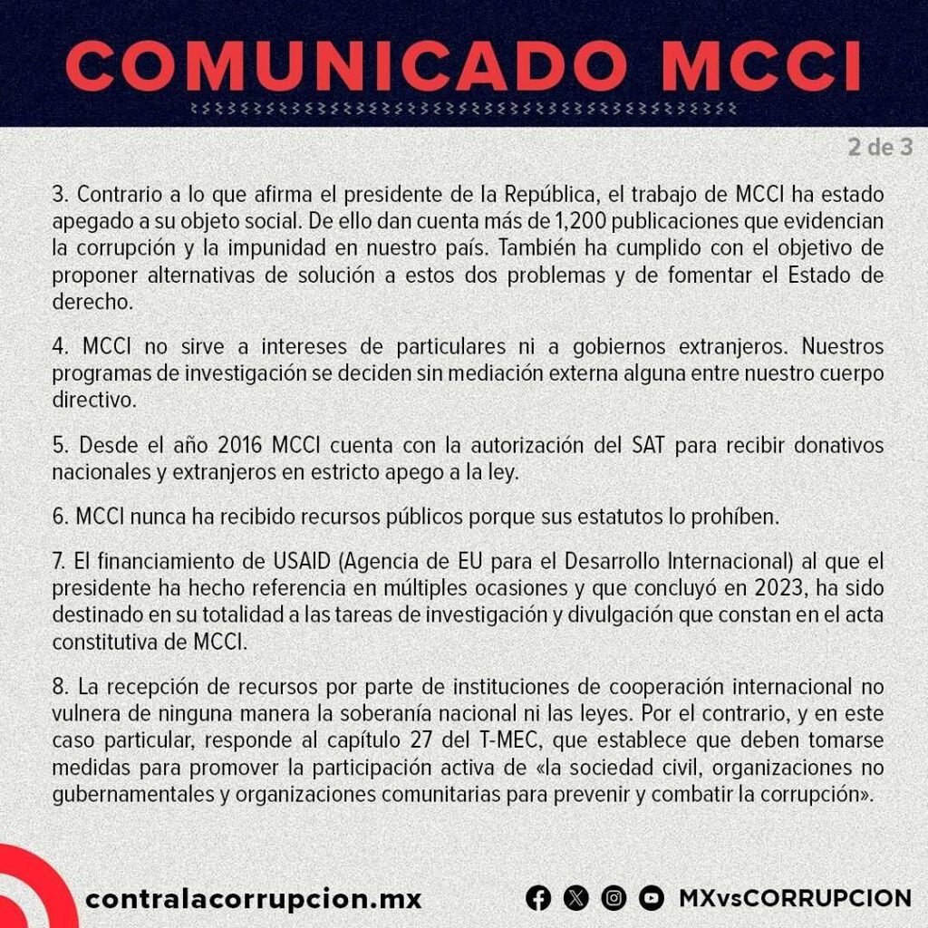 AMLO y la violación de datos MCCI - comunicado