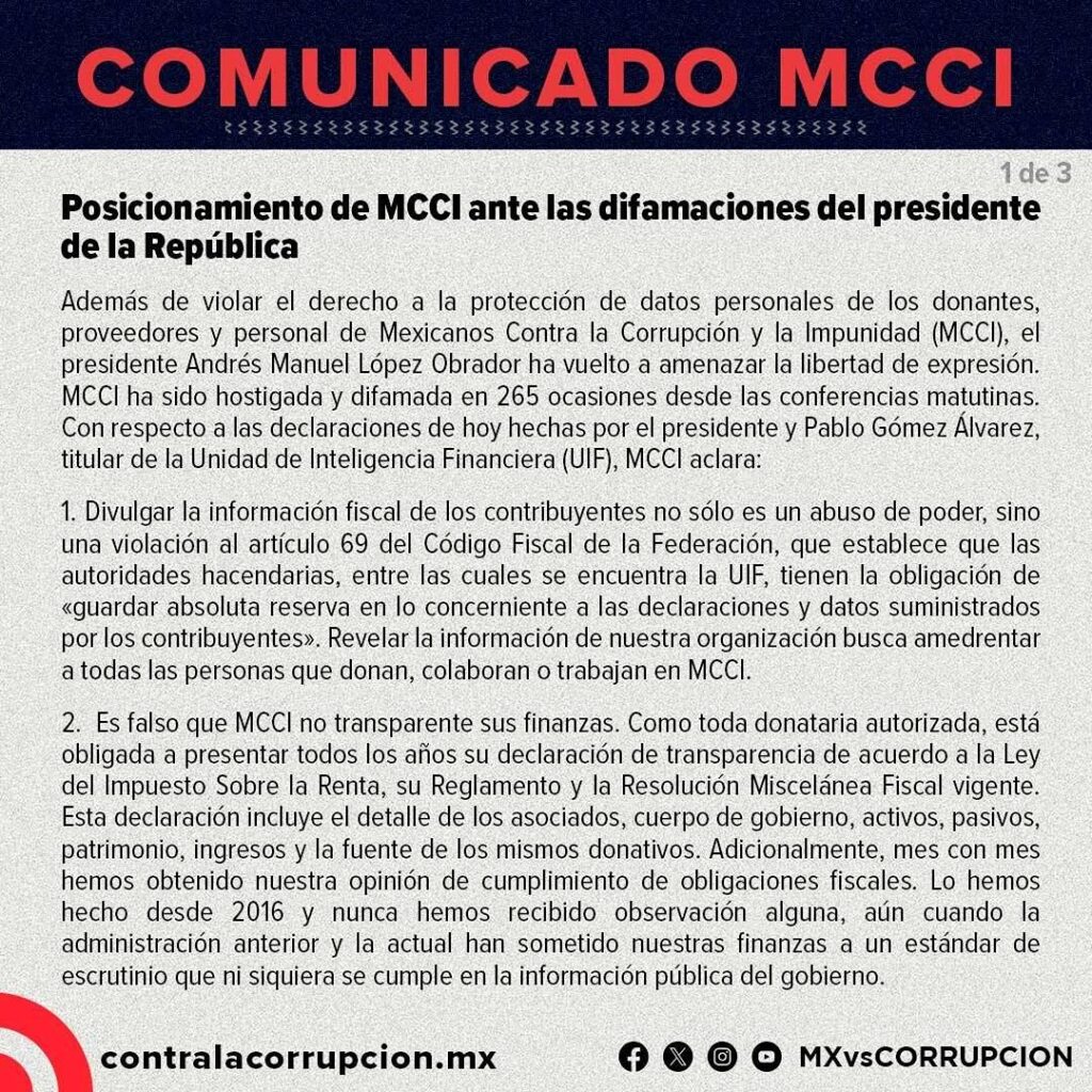 AMLO y la violación de datos MCCI - Mexicanos contra la Corrupción