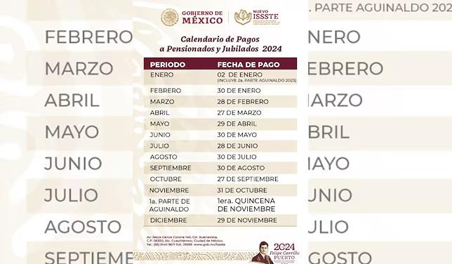 calendario de pagos de la Pensión IMSS e ISSSTE