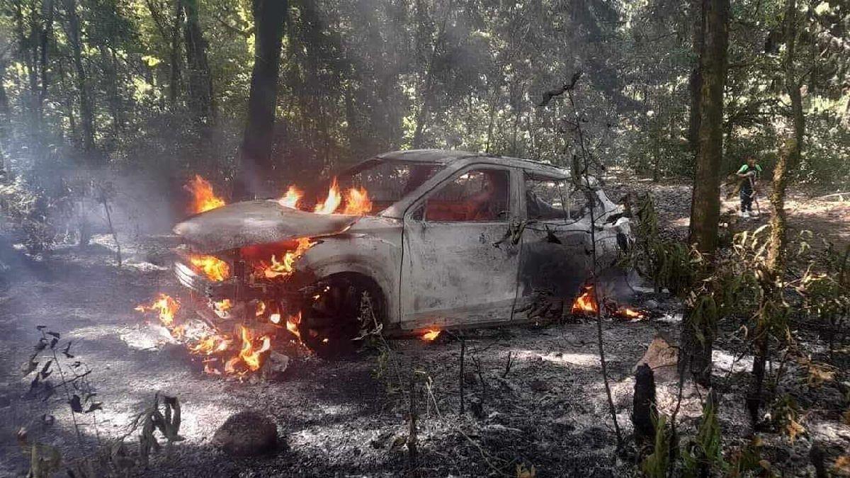 Hallan vehículo incendiado en Uruapan; Guardia Civil bajo sospecha de encubrimiento