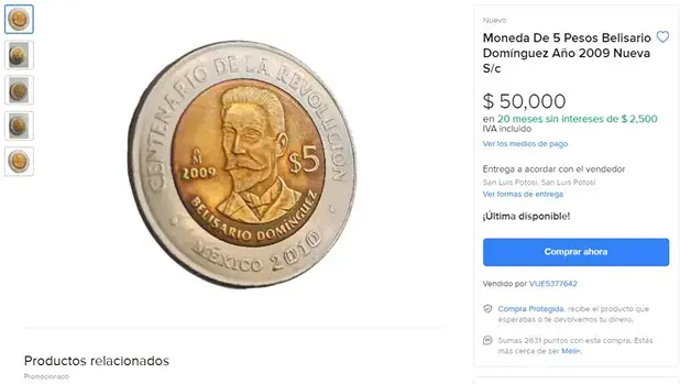 moneda 5 pesos Belisario Domínguez