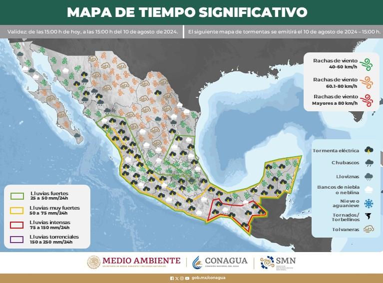 pronóstico de lluvias en México - mapa