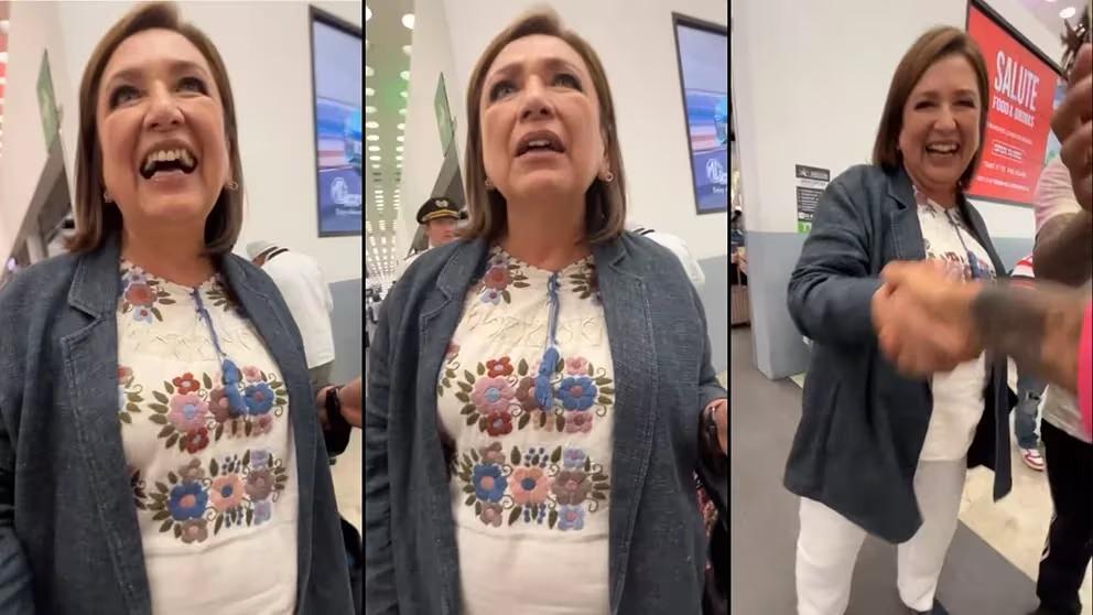 Xóchitl Gálvez es trolleada en aeropuerto por famoso tiktoker