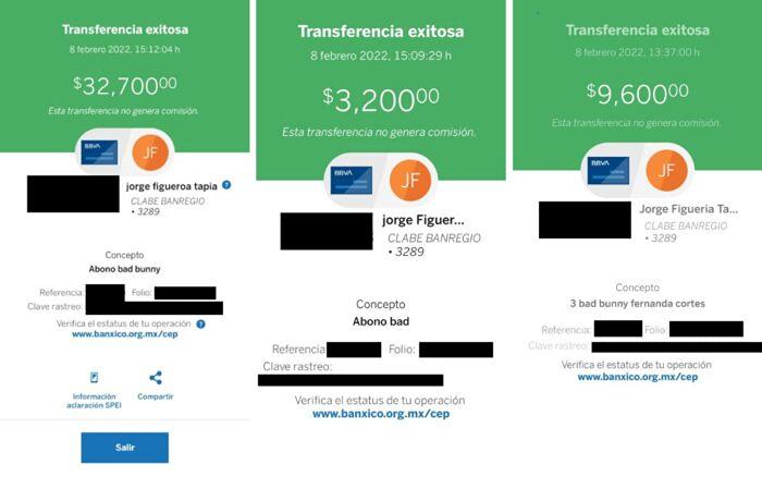 fraudes en conciertos de Bad Bunny y otros - depositos