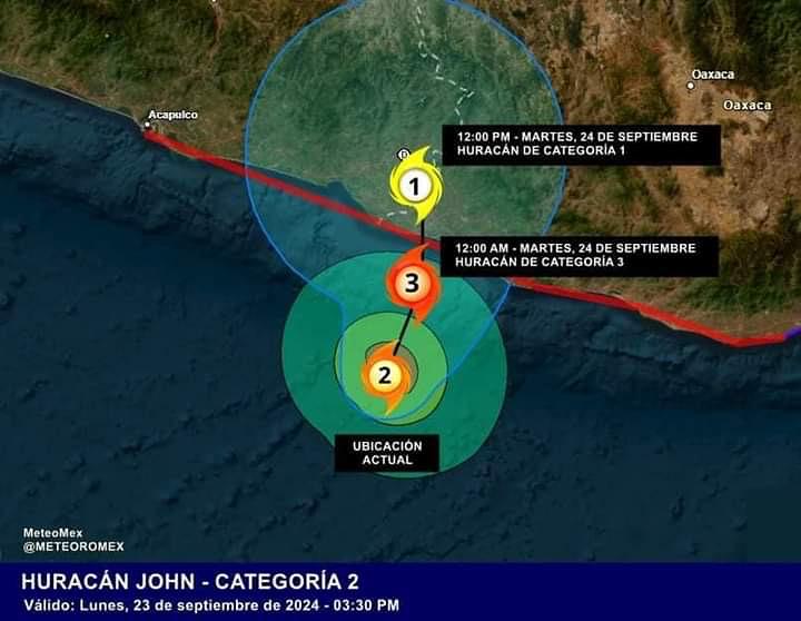 Huracán John se intensifica: se pronostica impacto inminente.