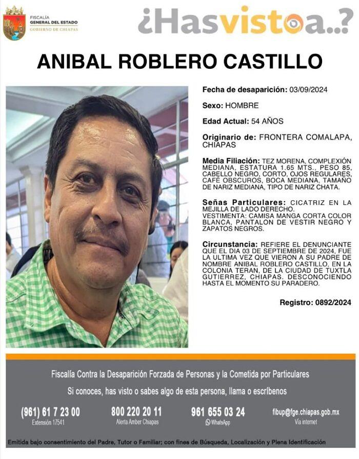 secuestro Aníbal Roblero Castillo ficha