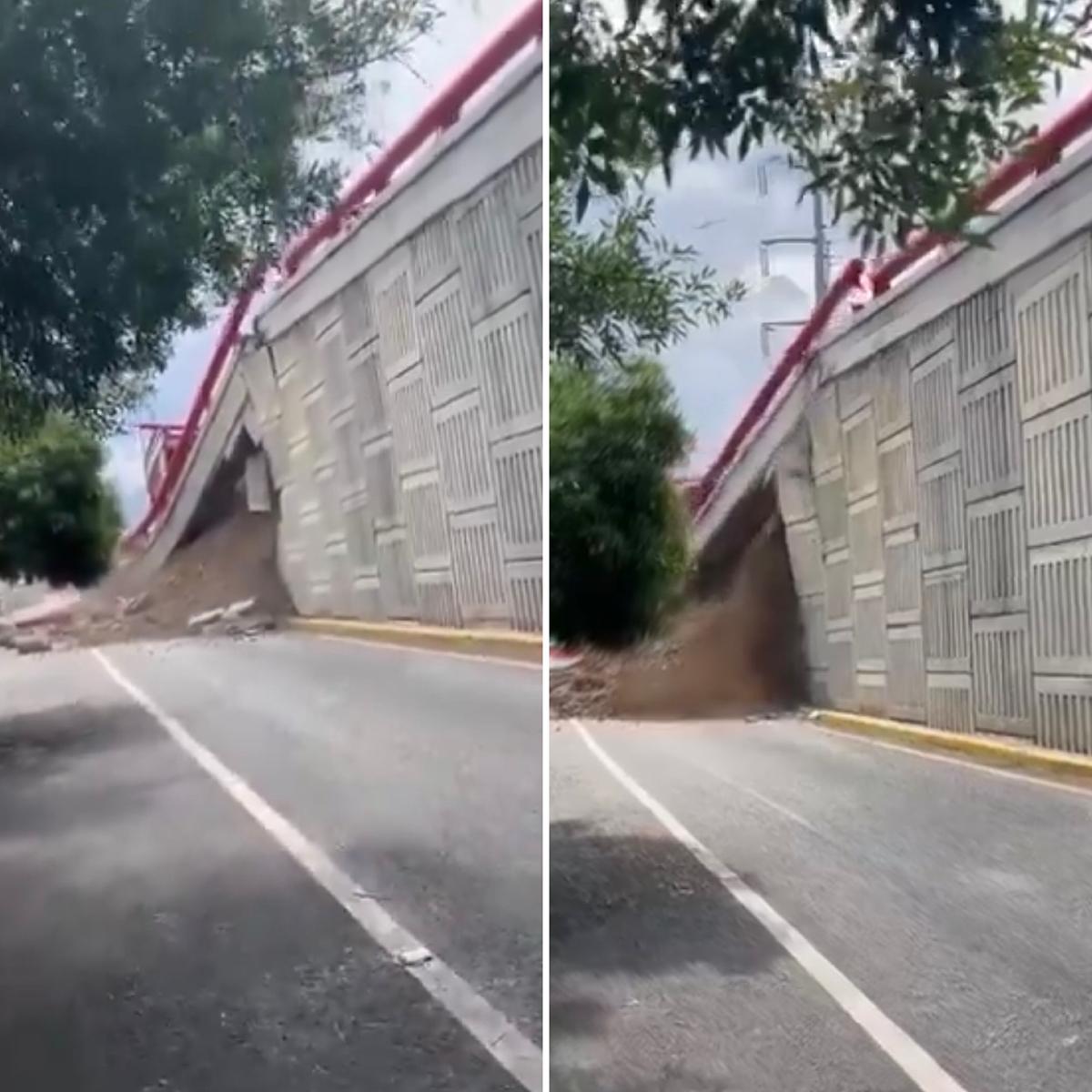 Video Momento exacto del colapso de puente en San Pedro Garza García