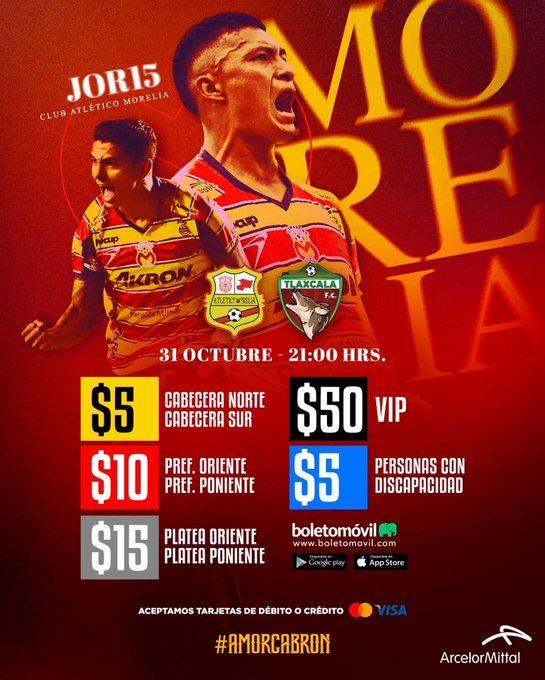 Boletos baratos partido Atlético Morelia - precios