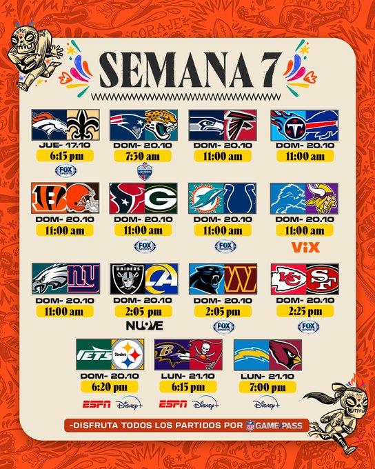 Comienza la Semana 7 de la NFL - partidos